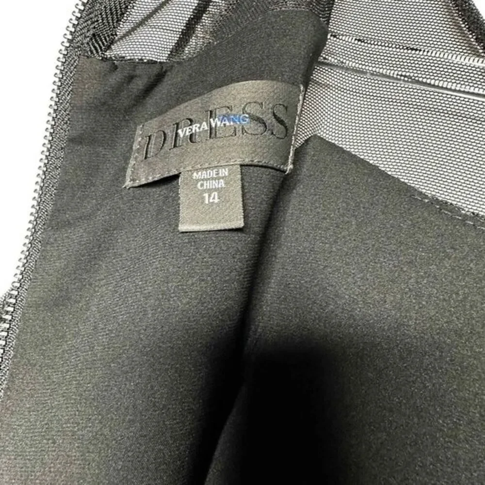 Vera Wang Womens Mesh Trim Sequin Sheath‎ Dress Size 14 Black Metallic Party NWT - Picture 6 of 9